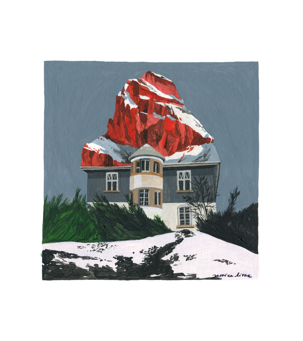 “Maison Montagne 1” Acrylique sur papier